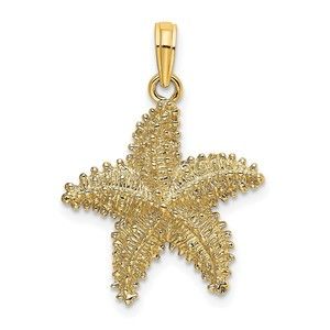 10K Gold Starfish W/ Beaded Texture Charm